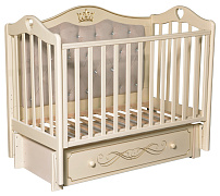 Детская кроватка Антел Karolina 555 мягкая спинка, универсальный маятник с ящиком слоновая кость