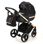 Детская коляска Adamex Cortina Special Edition 2 в 1 CT-402 кожа черная+черный+бронза
