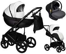 Детская коляска Indigo Tour Eco 3 в 1 с автокреслом Avionaut Cosmo Grey Te10 черная кожа+белая кожа