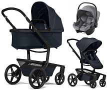 Детская коляска 3 в 1 Joolz Day 5 и автокресло Baby-Safe Core Frost Grey без адаптеров Dark Navy Blue