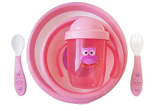 Набор детской посуды Uviton тарелочки, поильник, столовые приборы 0144 розовый