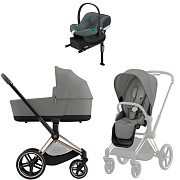 Коляска Cybex Priam IV Rosegold complete Aton B2 Steel Grey Base One 4 в 1 Mirage Grey