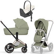 Коляска Cybex Priam V Rosegold Style Cloud T Off White Plus Base T 4 в 1 Sage Green