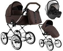 Детская коляска Roan Bass Next Classic d14 2.0 3 в 1 с автокреслом Pituso Baesa Pro Black,Beige Canopy BSNC/93/2 Turkish Coffe/Black/руч.Cappuccino