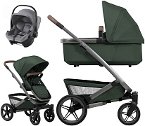Детская коляска 3 в 1 Joolz Geo5 и автокресло Baby-Safe Core Frost Grey без адаптеров Forest Green