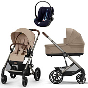 Коляска Cybex Balios S Lux TPE 2025 Cloud G i-Size Ocean Blue Plus 3 в 1 Almond Beige с дождевиками