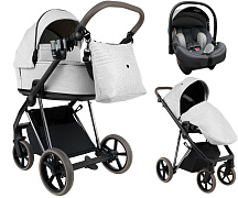 Детская коляска Roan Sol Vintage Luxury 2.0 3 в 1 с автокреслом Tutis Elo Lux EduSky Grey PIX/50/L Pixel/Light/Black/руч.Cappuccino