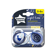 Соска-пустышка силиконовая ночная Tommee Tippee Night Time, 0-6 мес., 2 шт. TT0174-NARVAL
