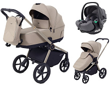 Детская коляска Rant Flex Therm Soft 3 в 1 с автокреслом Evomax Grey Sandy Beige