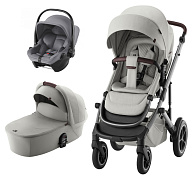 Коляска 3 в 1 Britax Roemer Smile 5Z LUX и автокресло Baby-Safe Core Frost Grey Linen Grey