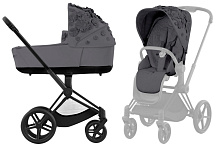 Коляска 2 в 1 Cybex Priam IV Matt Black Dream Grey (Simply Flowers Grey)