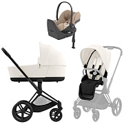 Коляска Cybex Priam IV Matt Black complete Cloud T Cozy Beige Plus Base T 3 в 1 Off White