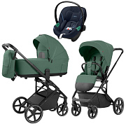 Коляска Carrello Alfa CRL-6522 2025 Cybex Aton S2 i-Size Ocean Blue 3 в 1 Meadow Green