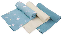 Пелёнки муслиновые Buba Kids, 3 шт, 75х75 см BKMUSSW41 Русская Арктика/ сливочный/ туманное утро