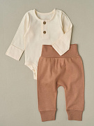Боди с пуговками и штанишки Little Star 751266 (ЧЗ-мз) сливочный/карамельный 62