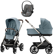 Коляска Cybex Talos S Lux TPE complete Cloud G Lava Grey 3 в 1 Stormy Blue с дождевиками