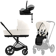 Коляска Cybex Priam IV Matt Black complete Cloud G3 Stone Grey Plus Base G3 4 в 1 Off White