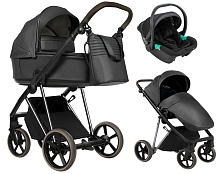 Детская коляска Roan Sol Vintage Luxury Leather 2.0 3 в 1 с автокреслом Pituso Santiso Pro VEGA99DB Woodland Gray/Nickel/руч.Cappuccino