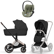 Коляска Cybex Priam V Rosegold Style Cloud T Sage Green Plus 3 в 1 Sepia Black
