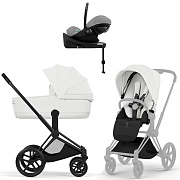 Коляска Cybex Priam V Matt Black Style Cloud G3 Stone Grey Plus Base G3 4 в 1 Off White