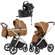 Коляска Carrello Vector CRL-6550 Ammonite AY329 Pro Absolute Black с базой Isofix 3 в 1 Coral Beige