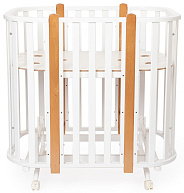 Кроватка-трансформер Vikalex Сканди маятник на колёсах белый/бук