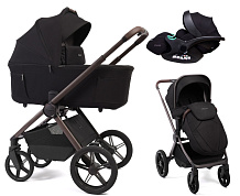Детская коляска Peppy Soho 3 в 1 с автокреслом Verona Black Black (черный) рама шоколад