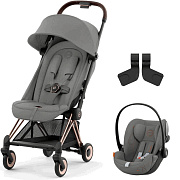 Коляска Cybex Coya Rosegold Frame Cloud G i-Size Lava Grey 2 в 1 Mirage Grey с дождевиком и бампером