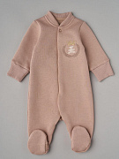 Комбинезон Little Star Герб Мишка на кнопках из футера с начесом 2335 (ЧЗ-мз) бежевый 74