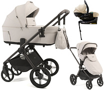 Детская коляска Peppy Soho 4 в 1 с автокреслом Jet Beige и базой Taupe (бежевый), рама серо-бежевый