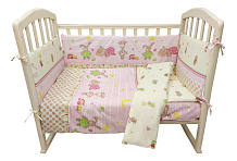 Комплект детского постельного белья Alis Зверята с игрушками 3 предмета розовый