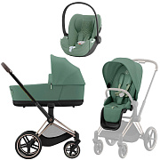 Коляска 3 в 1 Cybex Priam IV Rosegold complete и автокресло Cloud T i-Size Leaf Green Plus Leaf Green