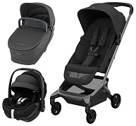 Детская коляска Maxi-Cosi Fame Cabin 3 в 1 с автокреслом Pebble 360 Pro Twillic Black Onyx Black/черный