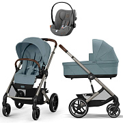 Коляска Cybex Balios S Lux TPE complete Cloud G Lava Grey 3 в 1 Stormy Blue с дождевиками