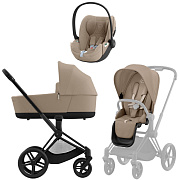 Коляска 3 в 1 Cybex Priam IV Matt Black complete и автокресло Cloud T i-Size Cozy Beige Plus Cozy Beige