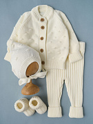 Кофточка, штаны, шапочка гномик и носочки Little Star Pom-Pom 80065 (ЧЗ-нк) крем 62