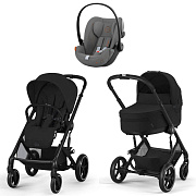Коляска Cybex Balios S Lux BLK 2025 Cloud G i-Size Lava Grey 3 в 1 Moon Black с дождевиками