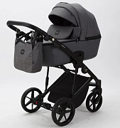 Детская коляска Adamex Mobi 3 в 1 M-PS108 Темно-серый, Кожа