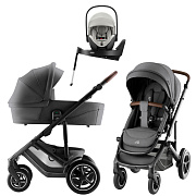 Коляска 3 в 1 Britax Roemer Smile 5Z Style и автокресло Baby-Safe PRO LUX Linen Grey + Vario Base 5Z Mineral Grey