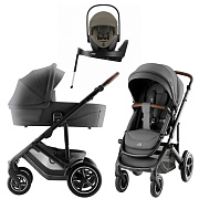 Коляска 3 в 1 Britax Roemer Smile 5Z Style и автокресло Baby-Safe PRO LUX Urban Olive + Vario Base 5Z Mineral Grey