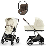 Коляска Cybex Talos S Lux TPE complete Cloud T Coconut Brown Plus 3 в 1 Seashell Beige с дождевиками