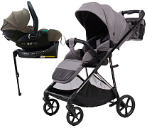 Прогулочная коляска Peppy Amici с автокреслом Jet Brown и базой Grey рама Black Chrome