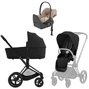 Коляска Cybex Priam IV Matt Black complete Cloud T Cozy Beige Plus Base T 3 в 1 Sepia Black