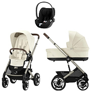 Коляска Cybex Talos S Lux TPE complete Cloud T Sepia Black 3 в 1 Seashell Beige с дождевиками