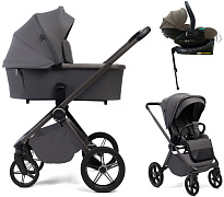 Детская коляска Peppy Monaco Plus 4 в 1 с автокреслом Jet Brown и базой Antrazit (графитовый), рама серая