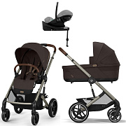 Коляска Cybex Balios S Lux TPE complete Cloud G Stone Grey Plus Base G 4 в 1 Chocolate Brown с дождевиками