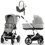 Коляска Cybex Talos S Lux SLV complete Cloud T Off White Plus Base T 4 в 1 Stone Grey с дождевиками