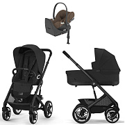 Коляска Cybex Talos S Lux BLK complete Cloud T Coconut Brown Plus Base T 4 в 1 Moon Black с дождевиками