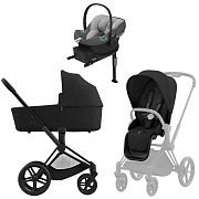 Коляска Cybex Priam IV Matt Black complete Aton S2 Lava Grey Base One 4 в 1 Sepia Black