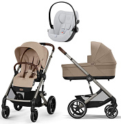 Коляска Cybex Balios S Lux TPE 2025 Cloud G i-Size Fog Grey 3 в 1 Almond Beige с дождевиками